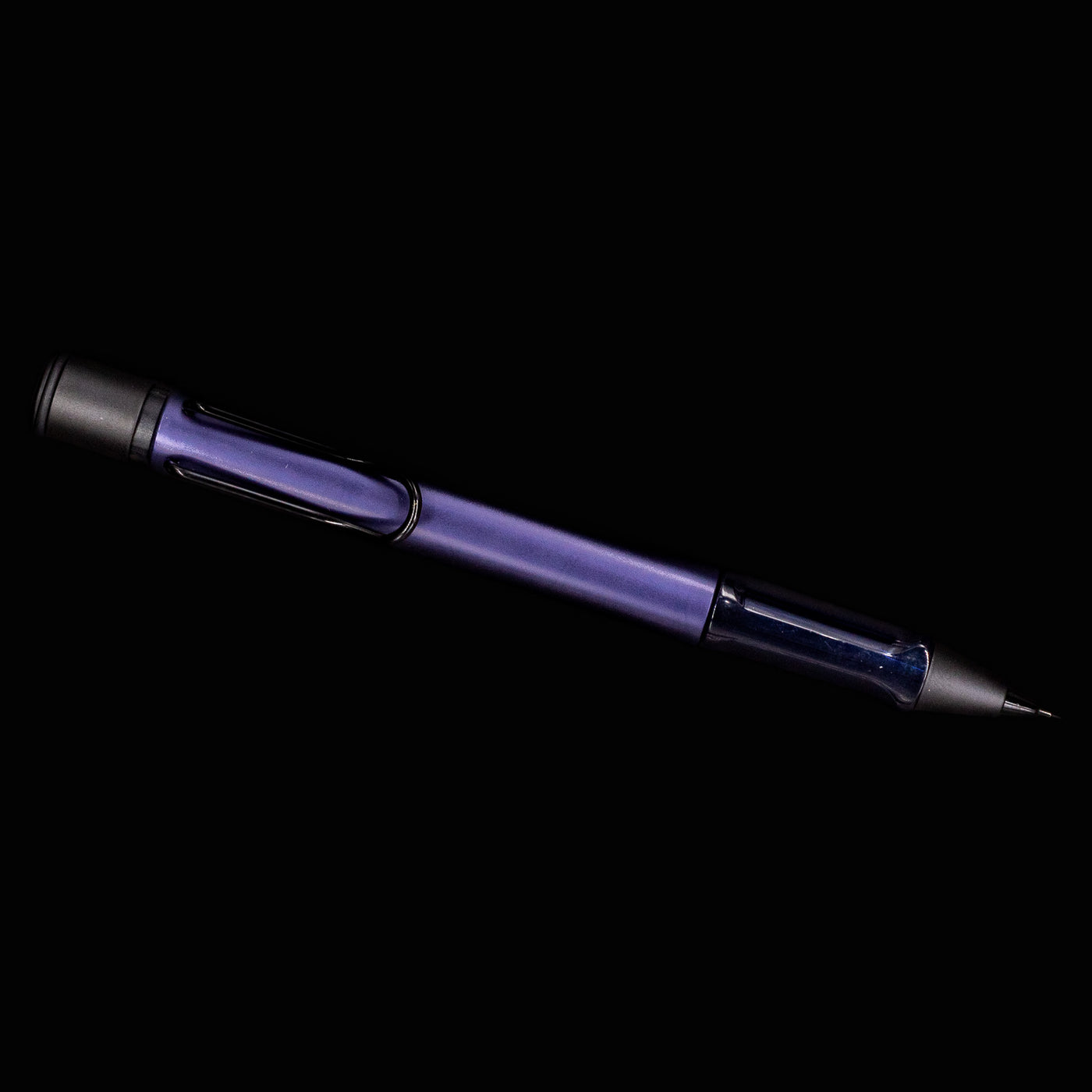 Full side view of the LAMY Al Star Mechanical Pencil in Dark Dusk showing barrel, clip, and grip section