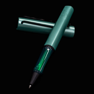 Detailed view of the rollerball tip and transparent grip section of the LAMY Al Star Mint pen