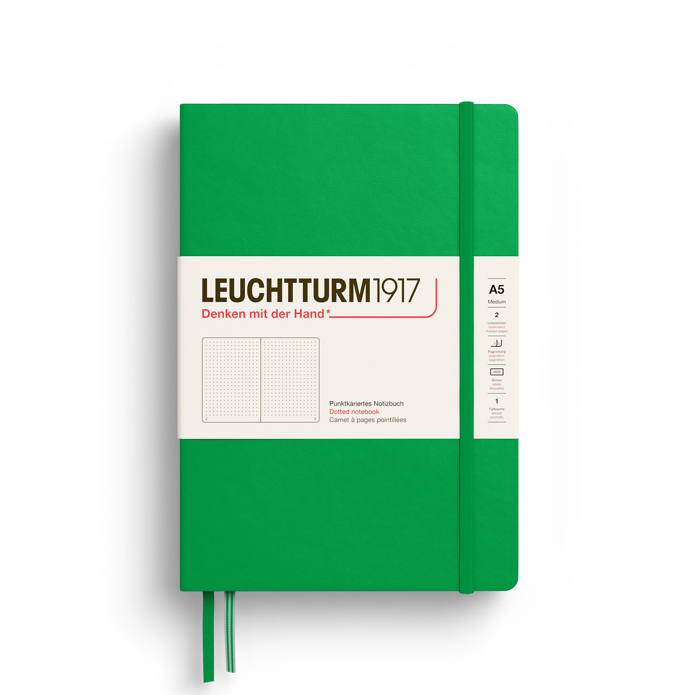 Leuchtturm Hardcover A5 Dotted Notebook - Spring Leaf