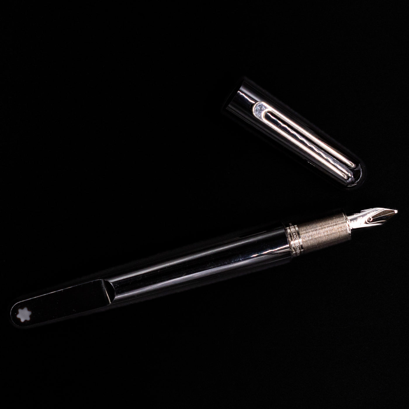 Montblanc Black Resin Fountain Pen with Flat Back Section