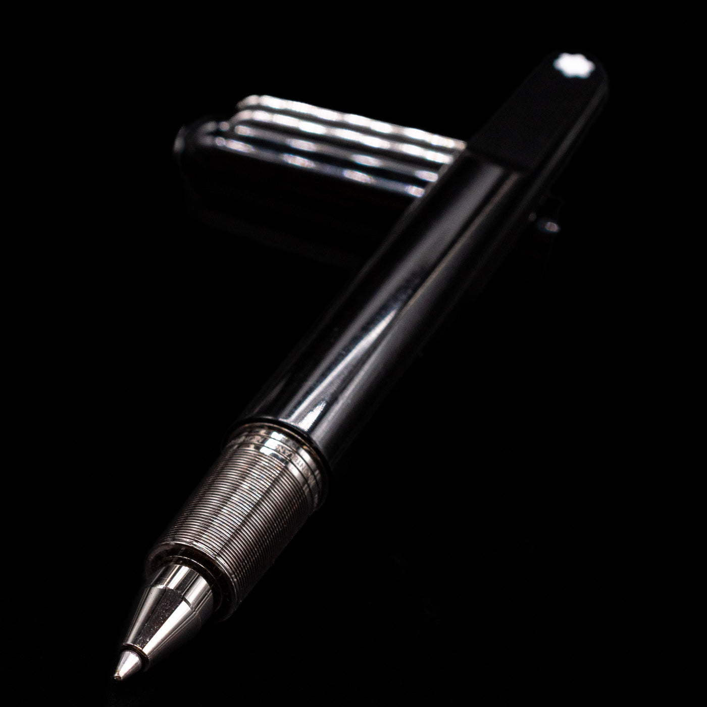 uncapped montblanc rollerball pen