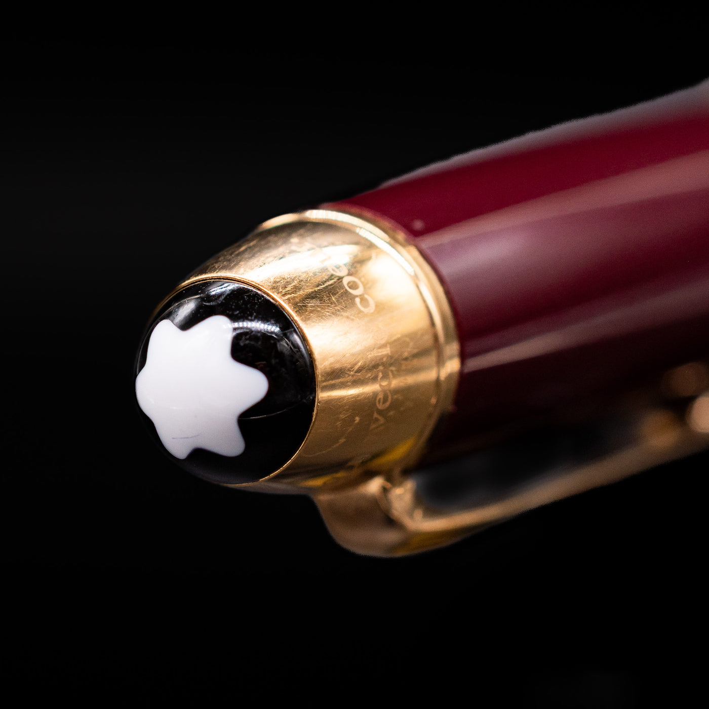 Close-up of Montblanc emblem on Le Petit Prince Planet Fountain Pen cap
