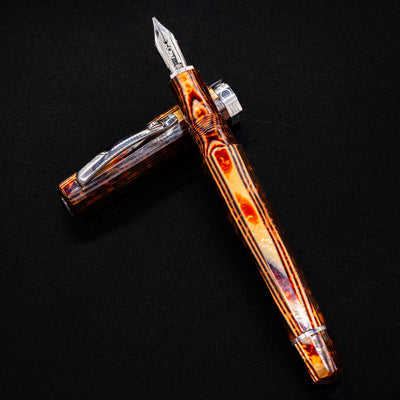 Top-down view of open Omas Grand Paragon Brown Arco ST Fountain Pen – Preowned