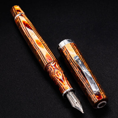 Omas Grand Paragon Brown Arco ST Fountain Pen – Preowned with cap removed, showing section and nib