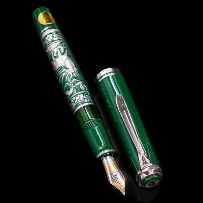 View of the grip section and lower barrel of the Pelikan M915 Hunting Limited Edition 1994 Fountain Pen.