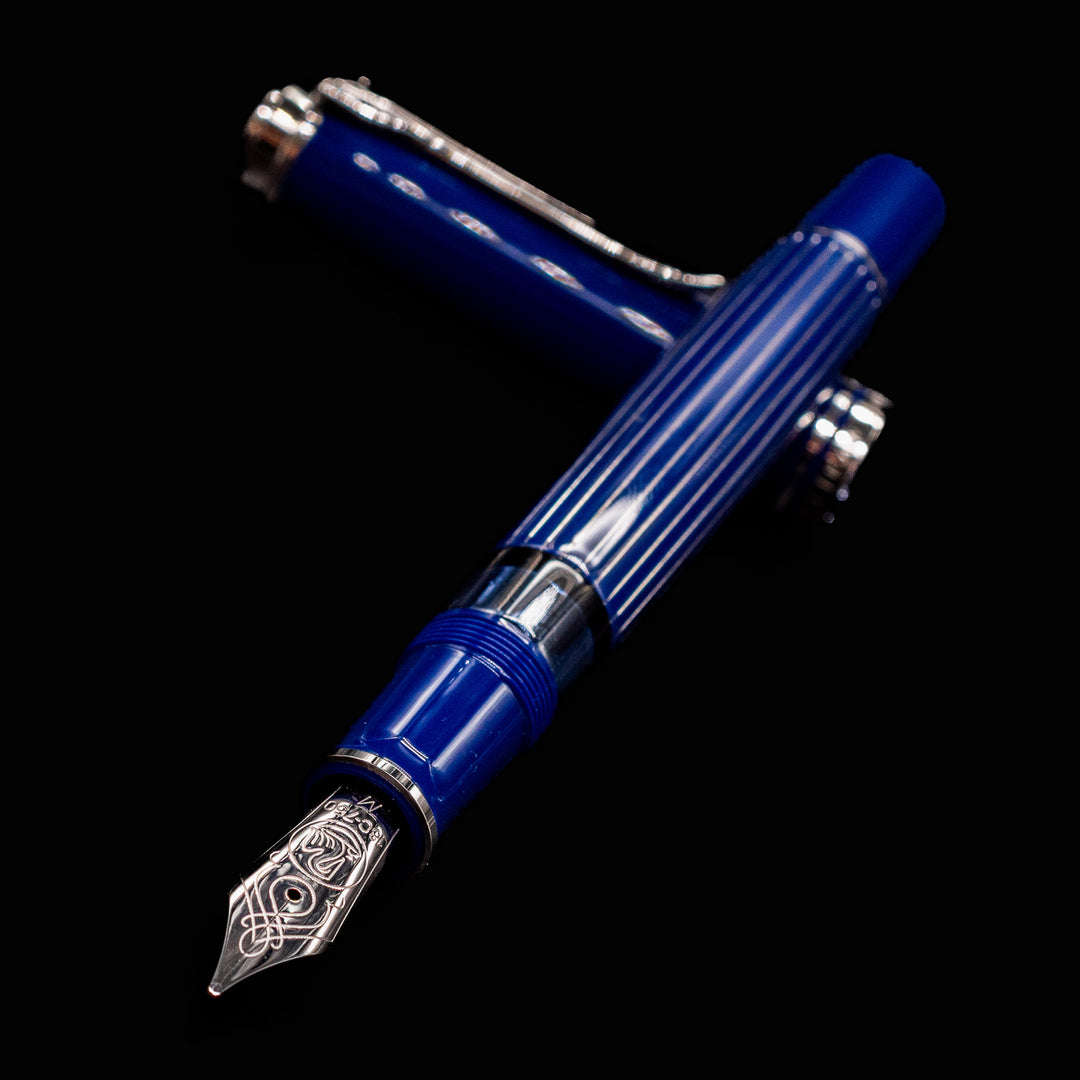 Pelikan Souveran M815 Metal Striped Blue Fountain Pen – Truphae