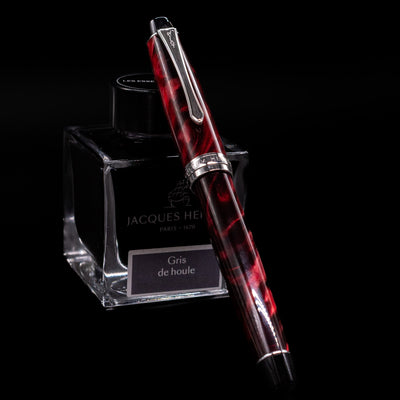 Pilot Custom Heritage SE Fountain Pen in Red capped, full view on black background
