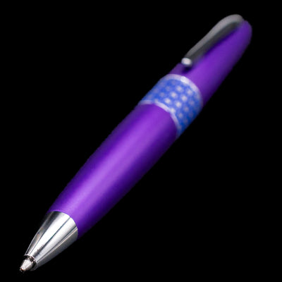 Close-up angled view of the Pilot Metropolitan Pop Ballpoint Pen in Purple with chrome tip