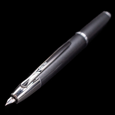 Close-up of nib and clip on the Pilot Vanishing Point Decimo Fountain Pen in Grey