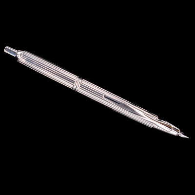 Full-length view of Pilot Vanishing Point Stripes Fountain Pen against black background