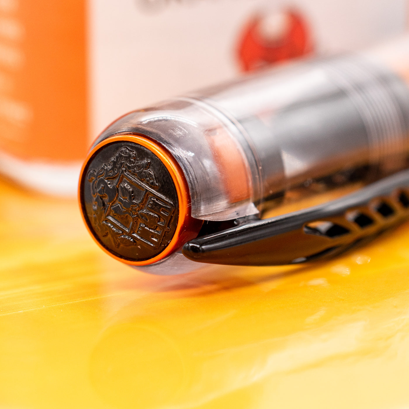 Pineider Mystery Fast Filler Fountain Pen - Orange (14k Nib) logo
