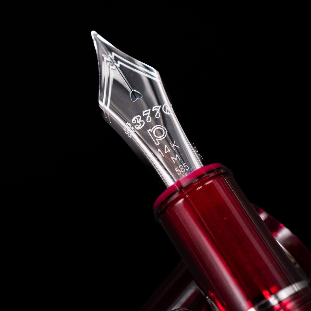 PLATINUM Pluma estilográfica japonesa #3776 Century Rhodium Bourgogne F/Rojo/0,28-0,34 mm/Hecho a mano/Pluma de oro de 14 quilates/con caja de regalo/pluma estilográfica