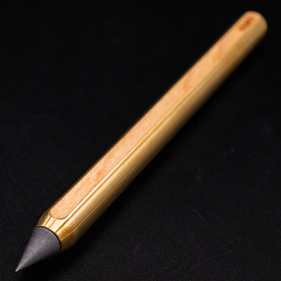 Stilform AEON Pencil Brass with Maple Veneer - closeup of magnetic graphite tip