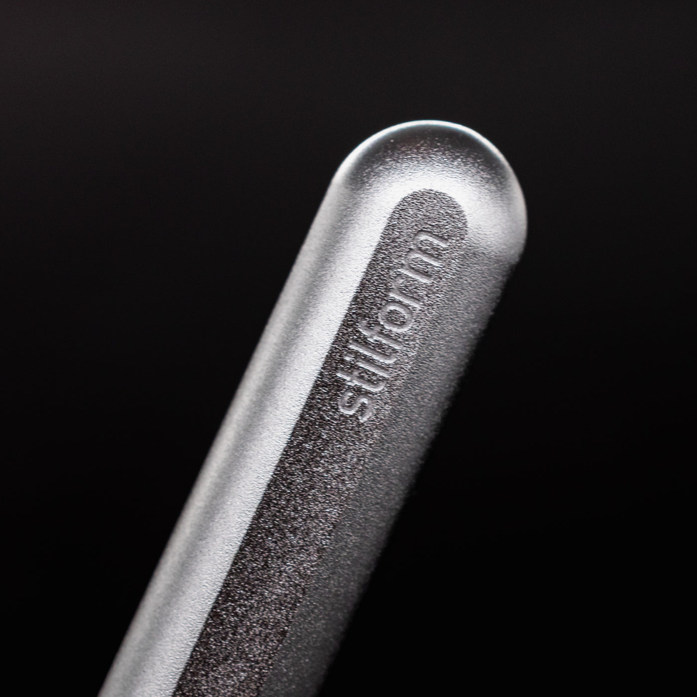 Stilform AEON Pencil Comet Grey - closeup of Stilform logo on barrel