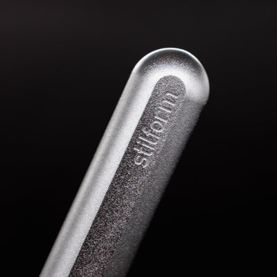 Stilform AEON Pencil Comet Grey - closeup of Stilform logo on barrel