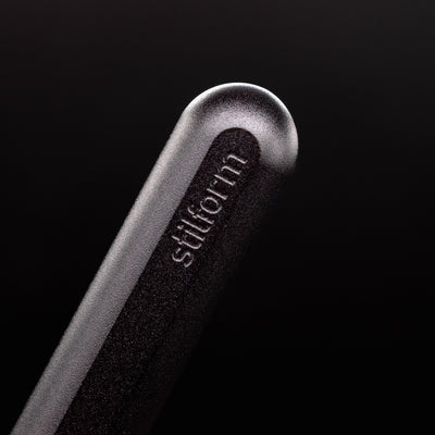 Stilform AEON Pencil Warp Black - closeup of Stilform logo on barrel
