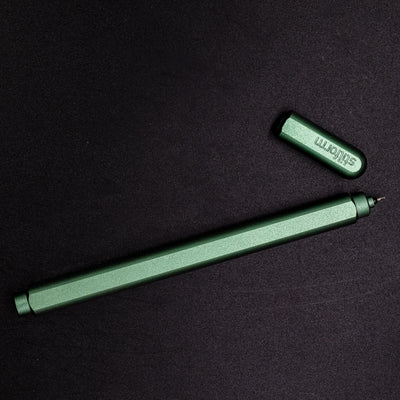 Stilform ARC Gel Pen Aurora Green - full overhead view, uncapped
