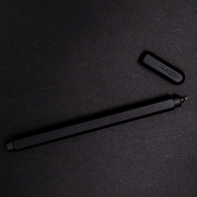 Stilform ARC Gel Pen Titanium DLC - full overhead view, uncapped