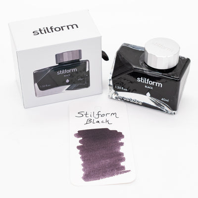 Stilform Ink Bottle Black – 40ml bottle with ink swatch sample
