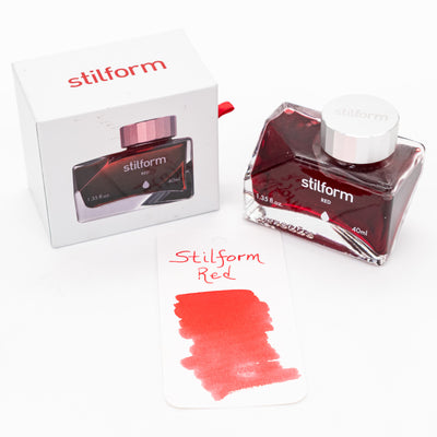 Stilform Ink Bottle Red – 40ml bottle with ink swatch sample