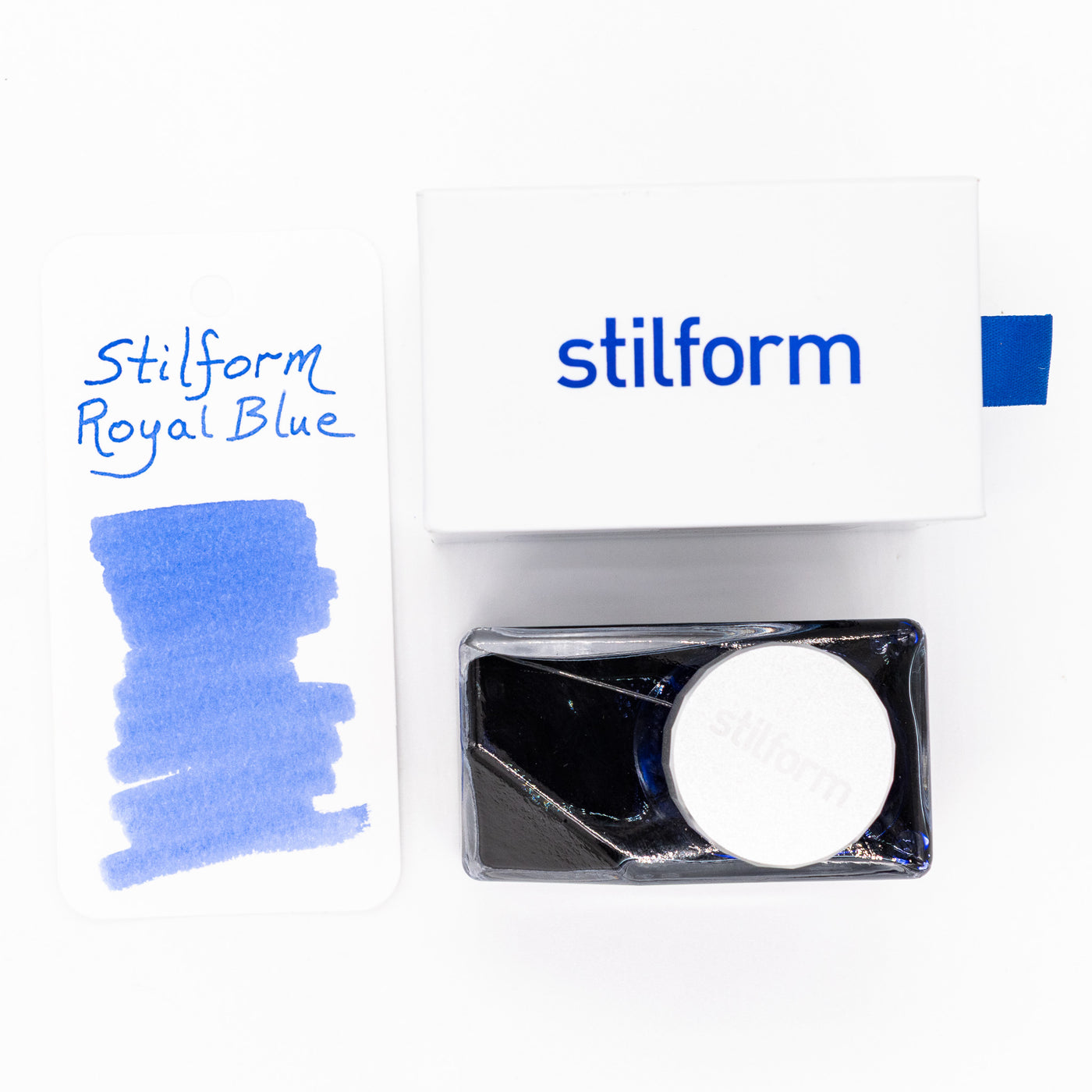 Stilform Ink Bottle Royal Blue – closeup view of ink swatch