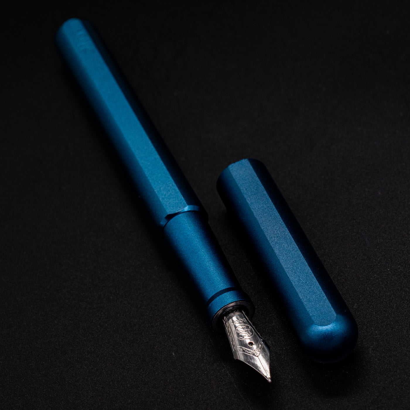 Stilform INK Fountain Pen Night Sky – uncapped angled view from overhead