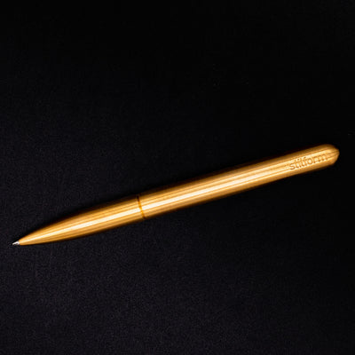 Stilform PEN Ballpoint Pen Brass Radial Brushed - full overhead view