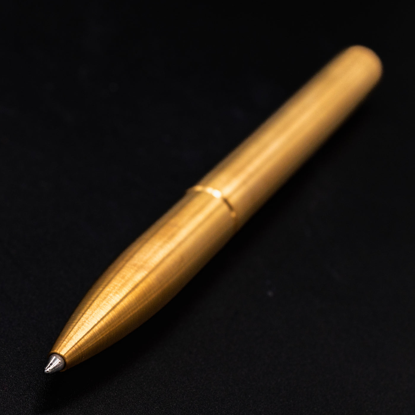 Stilform PEN Ballpoint Pen Brass Radial Brushed - closeup view of ballpoint tip