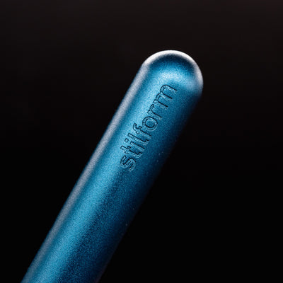 Stilform PEN Ballpoint Pen Night Sky Aluminum - closeup of Stilform logo on barrel