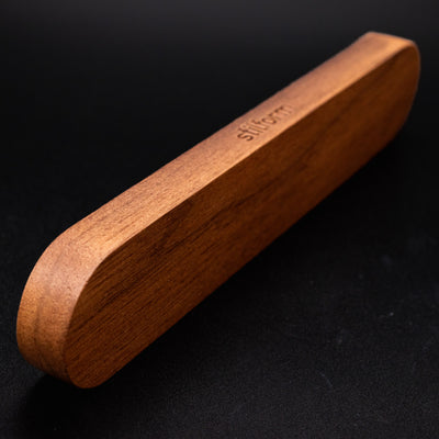 Stilform Wooden Pen Holder Walnut - holder resting on its side