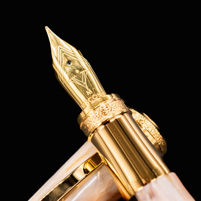 Macro close-up of Visconti Comedia Virgilio Fountain Pen gold nib
