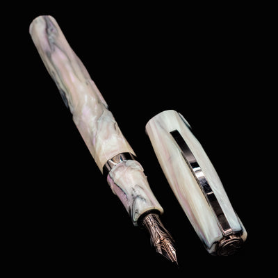 Side view of the Visconti Divina Abalone Serial #1 Fountain Pen with separate cap