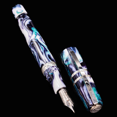 Visconti Homo Sapiens Air fountain pen uncapped and laid flat, showing full barrel and cap design