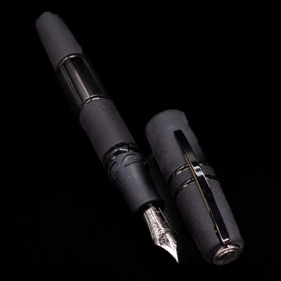 Visconti Homo Sapiens Fountain pen with lava material on a black background