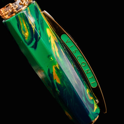 Detailed view of Visconti Medici Palazzo Riccardi pen clip with gold Visconti branding