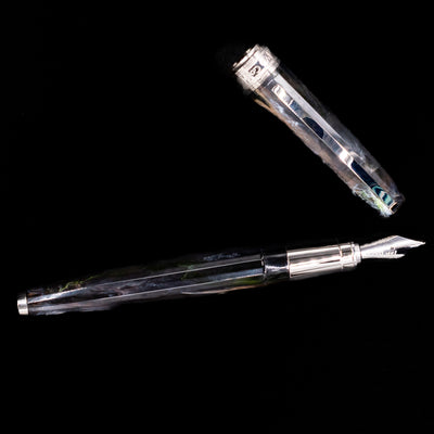 Diagonal angle of Visconti Van Gogh The Potato Eaters Fountain Pen showing full body and nib