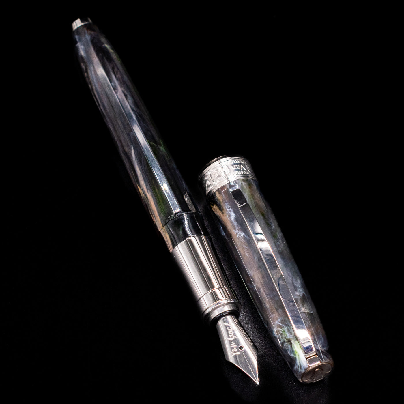 Detailed view of nib and grip section on Visconti Van Gogh The Potato Eaters Fountain Pen