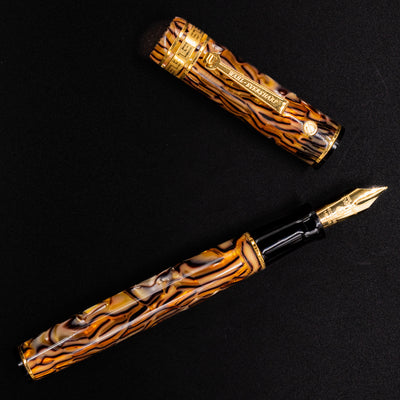 Top-down view of Wahl Eversharp Decoband Fountain Pen - Cracked Ice resin with gold trim