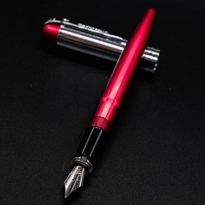 Front view of the uncapped Wahl Eversharp Skyline Fountain Pen - Red & Chrome