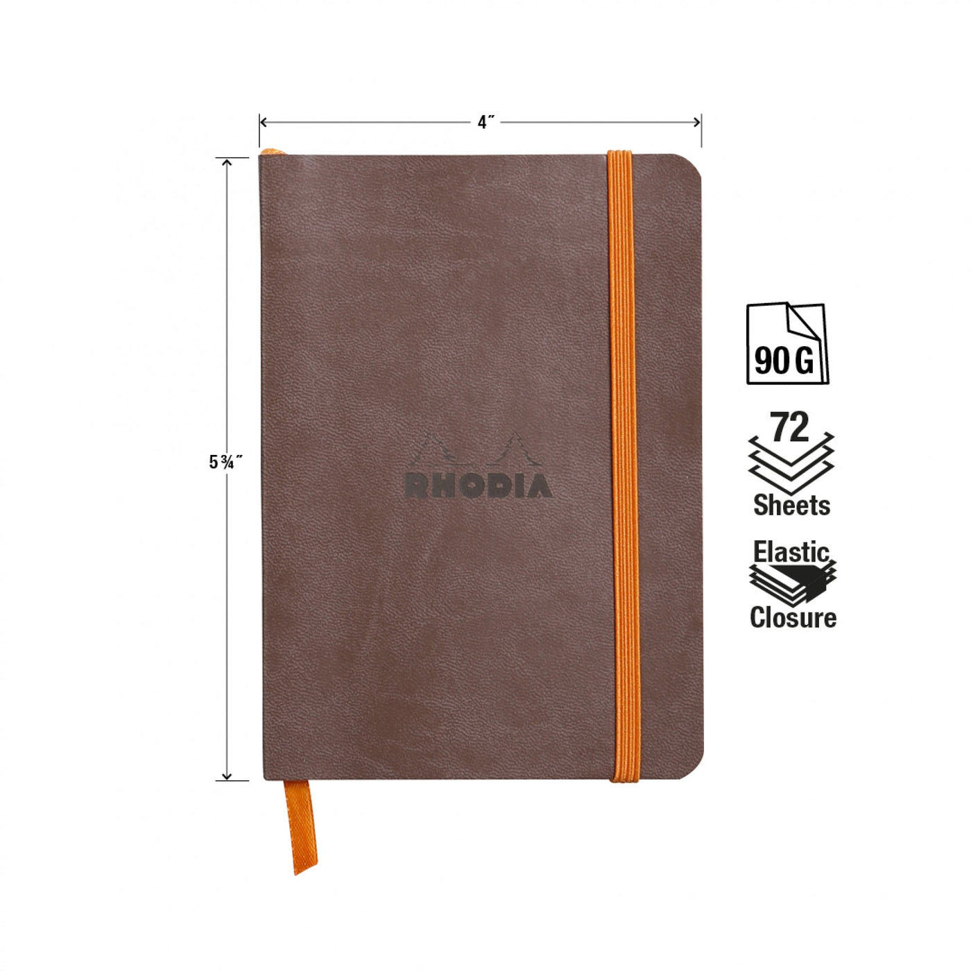 Rhodia Rhodiarama Soft Cover A6 Chocolate Dotted Notebook Measurements