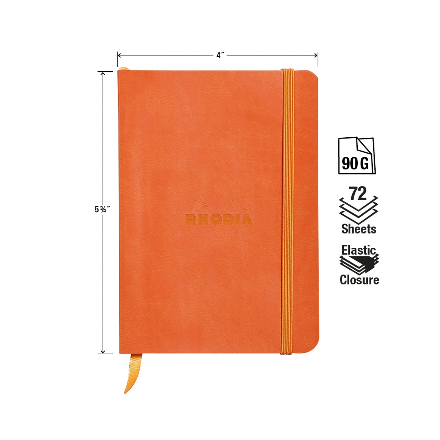 Rhodia Rhodiarama Tangerine A6 Soft Cover Dotted Notebook Measurements