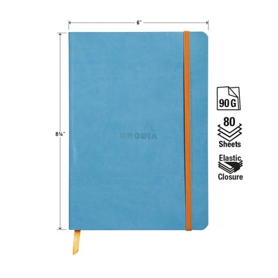 Rhodia Rhodiarama Soft Cover A5 Turquoise Dotted Notebook Measurements