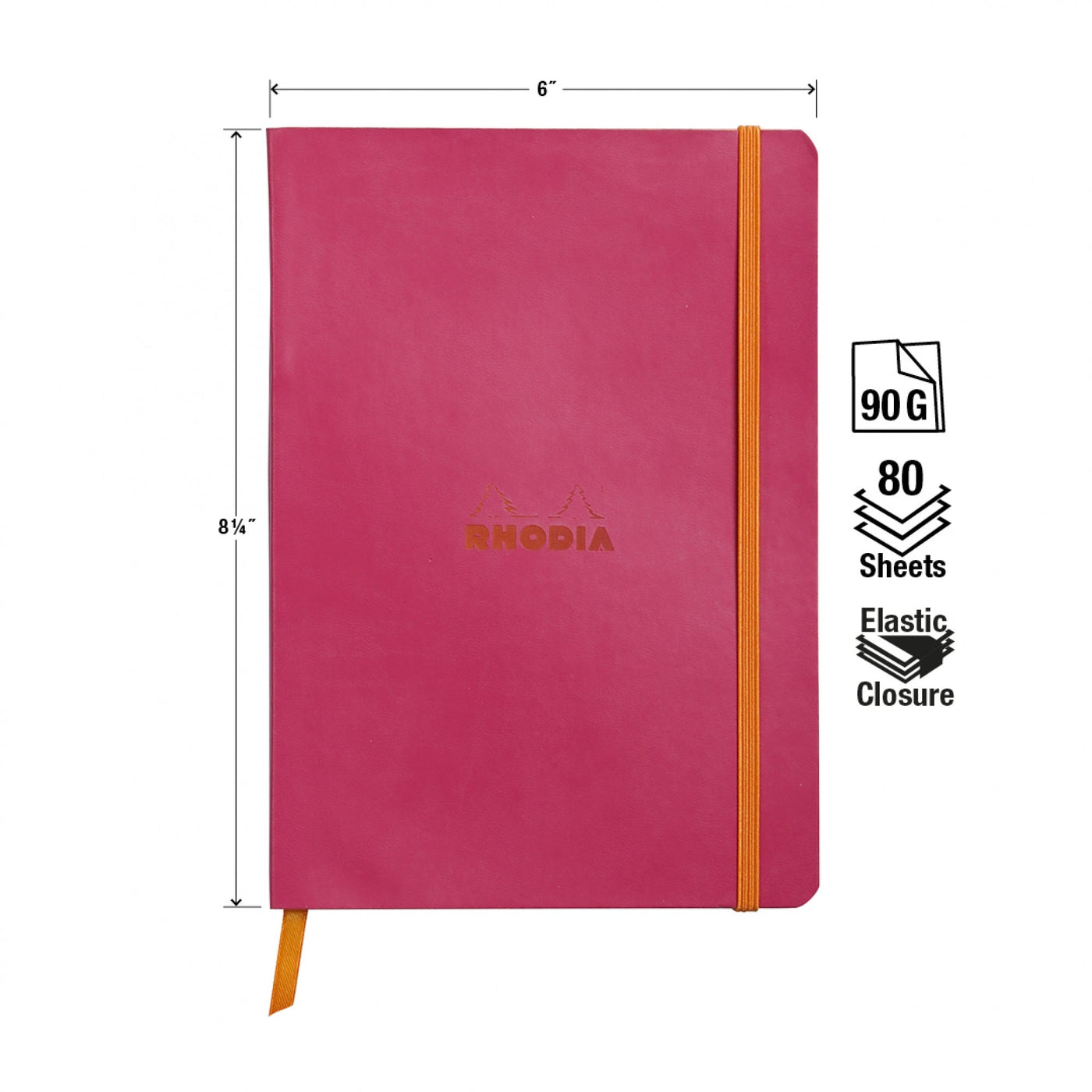 Rhodia Rhodiarama Soft Cover A5 Raspberry Dotted Notebook Measurements