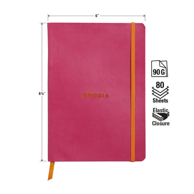 Rhodia Rhodiarama Soft Cover A5 Raspberry Lined Notebook Measurements