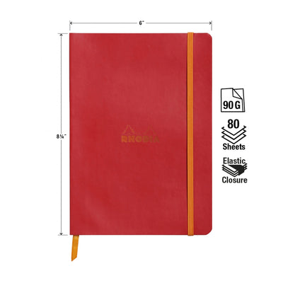 Rhodia Rhodiarama Soft Cover A5 Poppy Dotted Notebook Measurements
