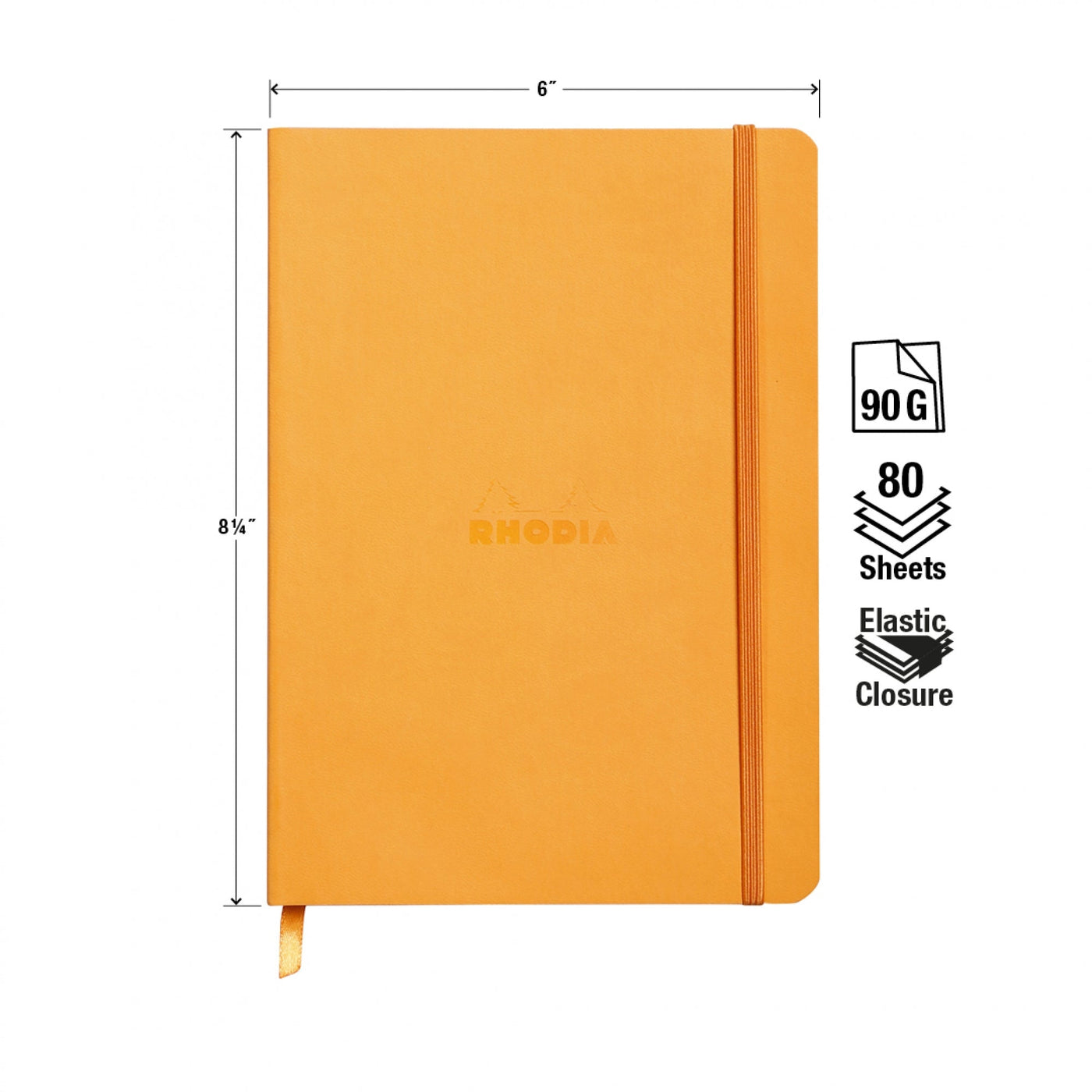 Rhodia Rhodiarama Soft Cover A5 Orange Lined Notebook Measurements