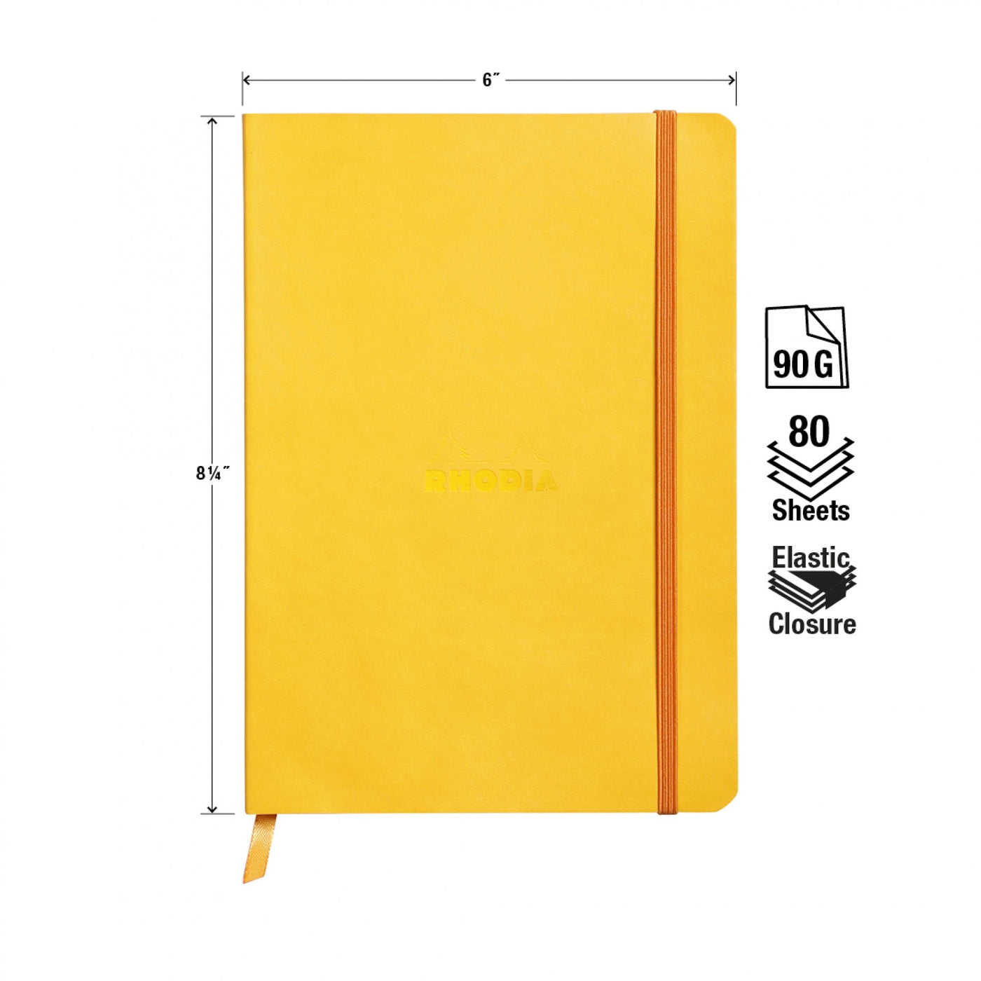 Rhodia Rhodiarama Soft Cover A5 Yellow Lined Notebook Measurements