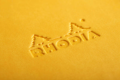 Rhodia Rhodiarama Soft Cover A5 Yellow Dotted Notebook Logo