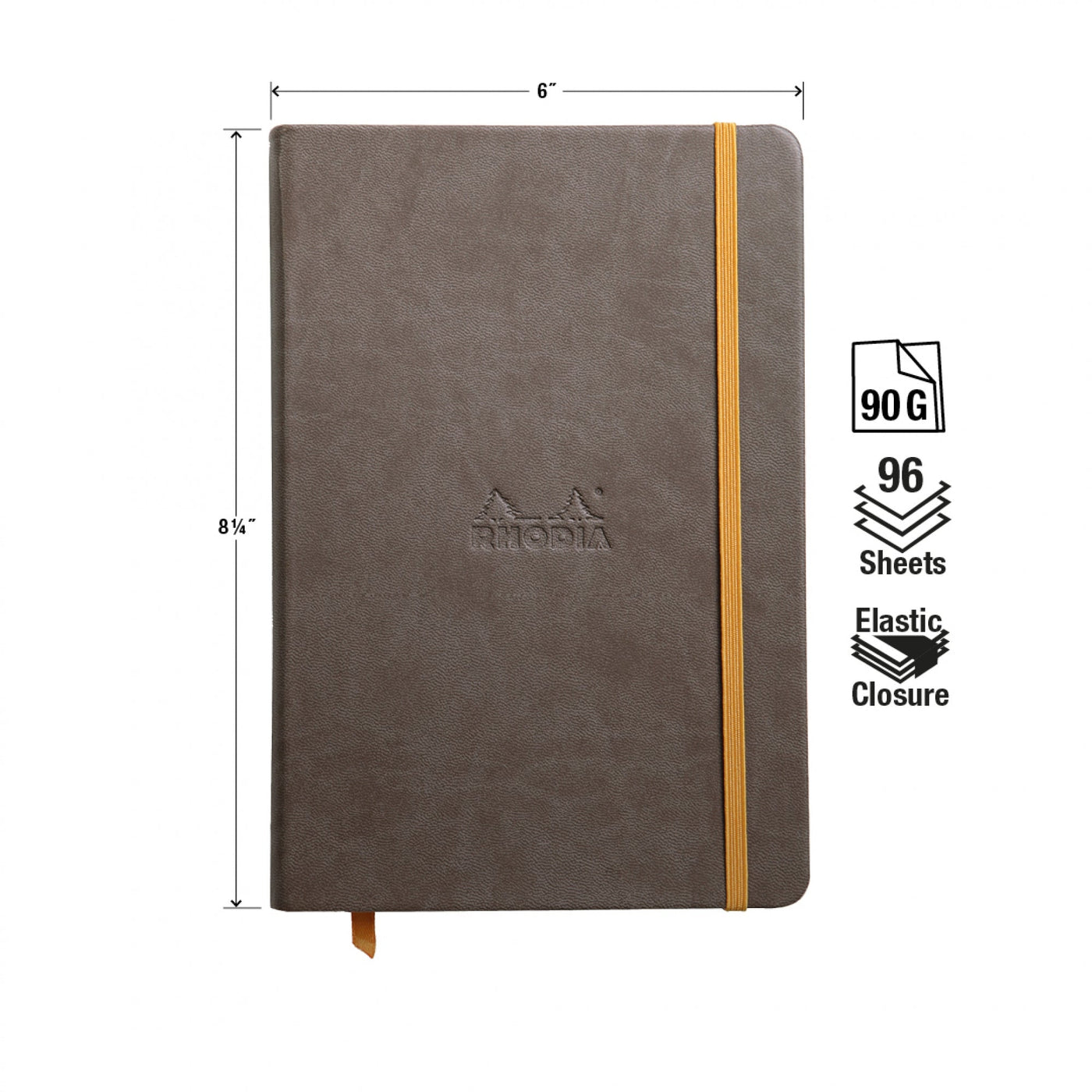 Rhodia Rhodiarama Hard Cover A5 Chocolate Dotted Notebook Measurements