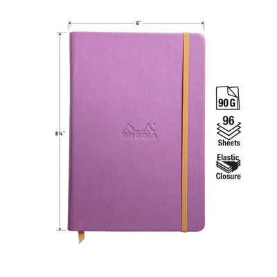 Rhodia Rhodiarama Hard Cover A5 Lilac Lined Webnotebook Measurements